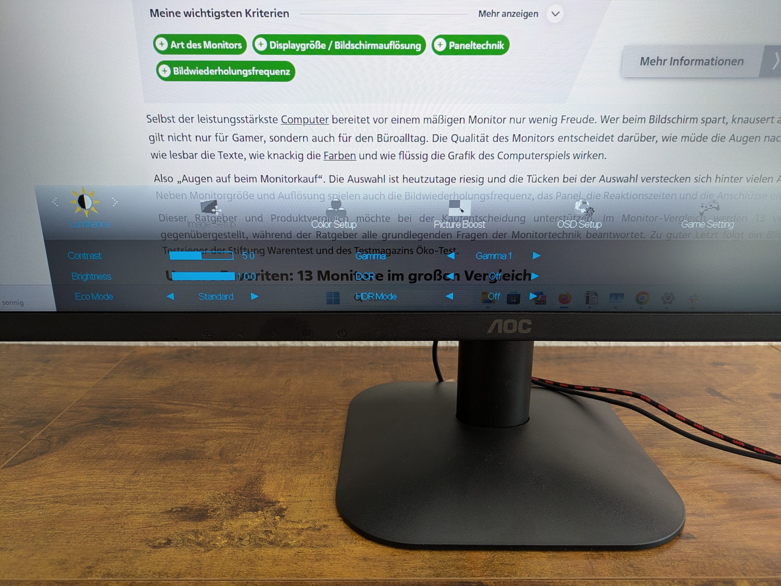 OSD-Menü des AOC 27B35HM Monitors (2)