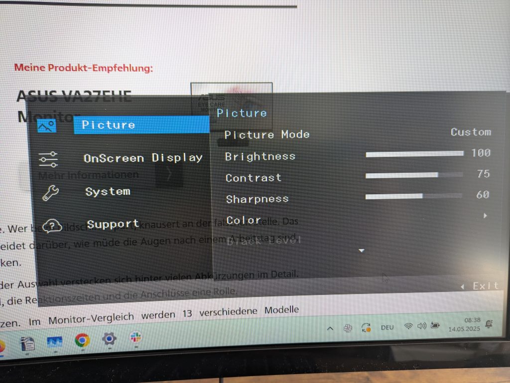 OSD-Menü des Samsung S36GD Monitors