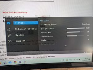 OSD-Menü des Samsung S36GD Monitors