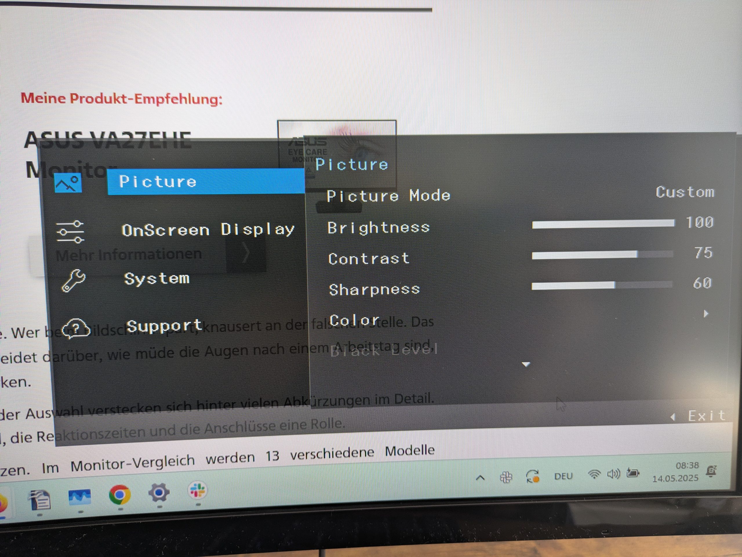 OSD-Menü des Samsung S36GD Monitors