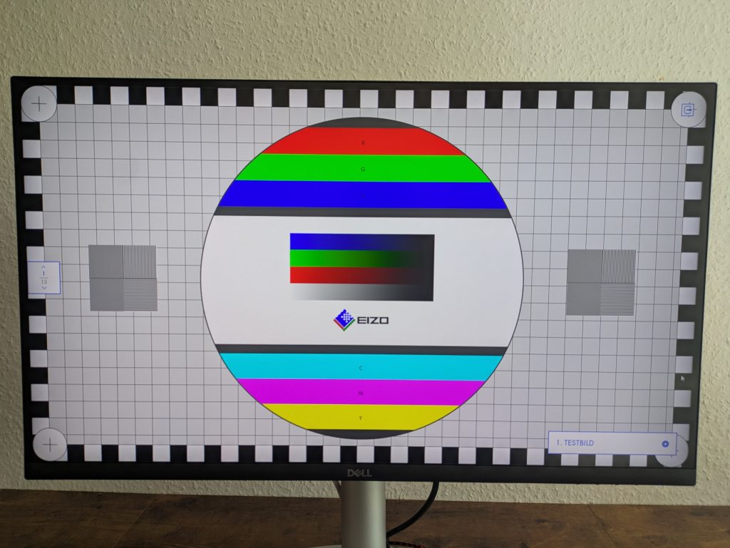 Testbild des Dell S2721QSA Monitors Frontal