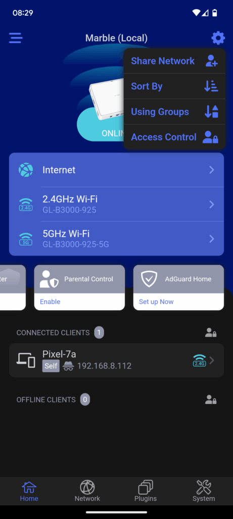 App des GL.iNet GL-B3000 Routers