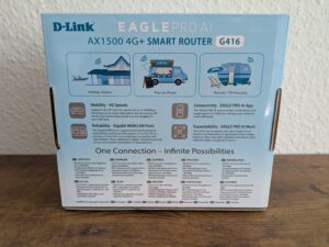 Verpackung des D-Link Eagle Pro AI G416 Routers von hinten