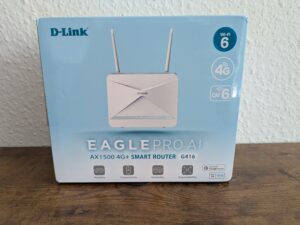 Verpackung des D-Link Eagle Pro AI G416 Routers von vorne