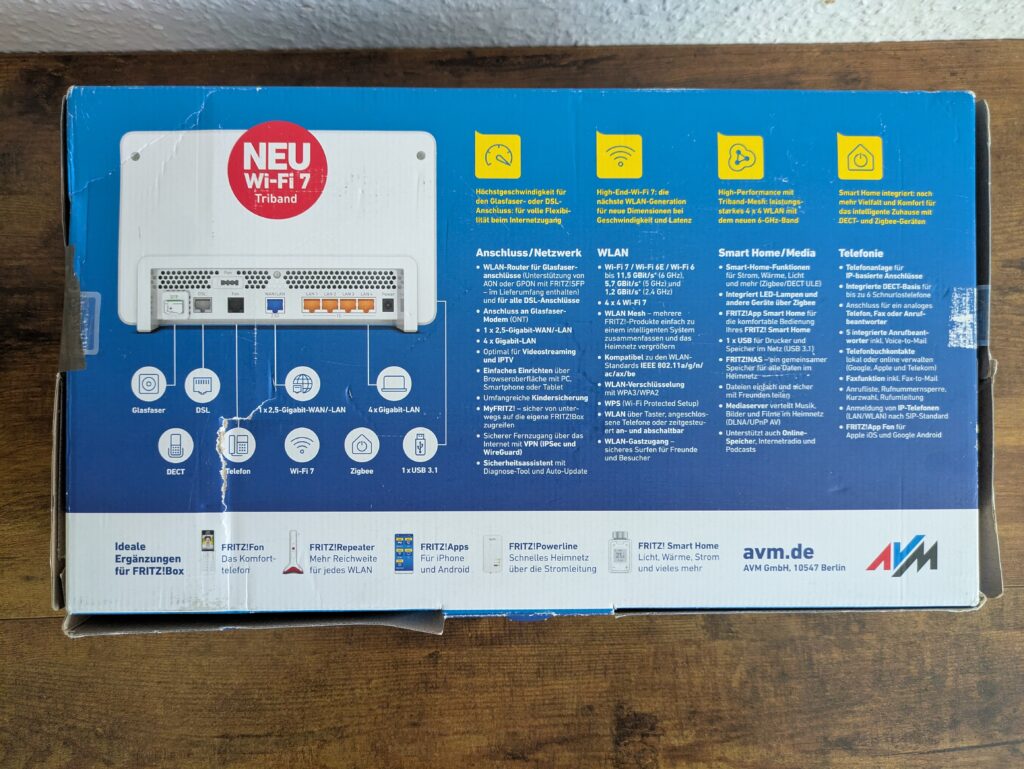 Verpackung des FRITZ!Box 5690 Pro Routers von hinten