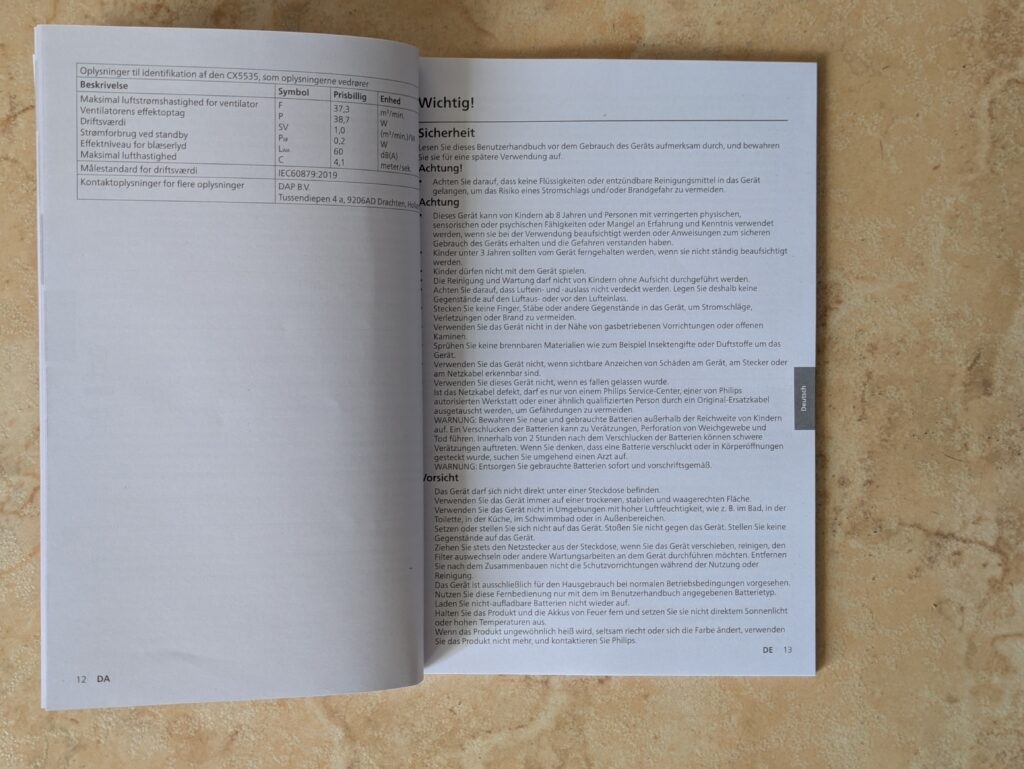 Anleitung des Philips Serie 5000 Ventilators (5)