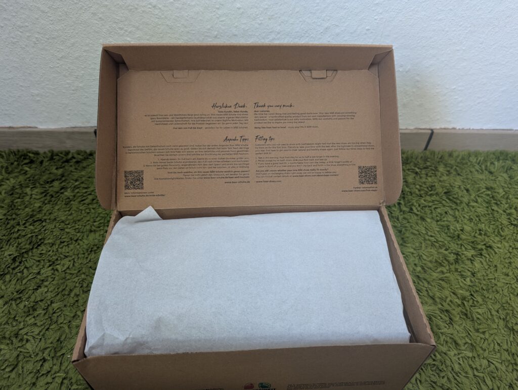 Bär Judy Barfußschuhe Karton geöffnet