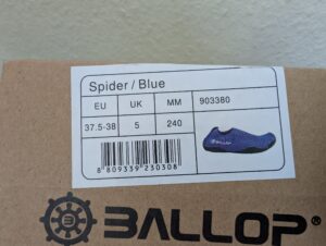 Ballop Spider Barfußschuh Karton Etikett