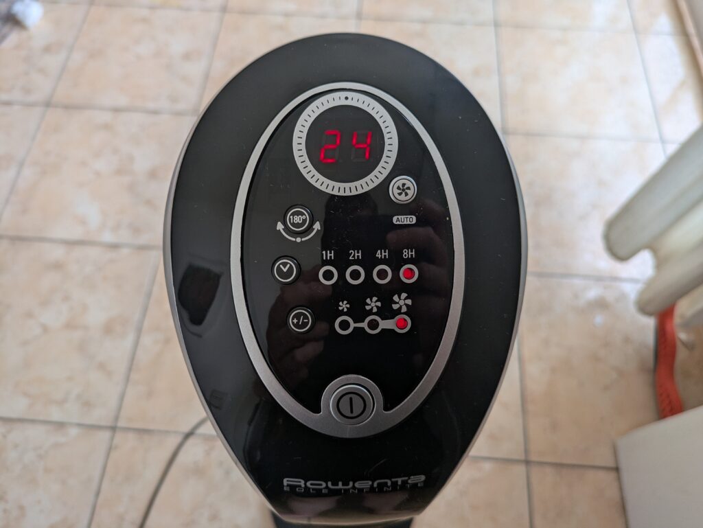 Bedienfeld des Rowenta VU6670 Eole Infinite Ventilators