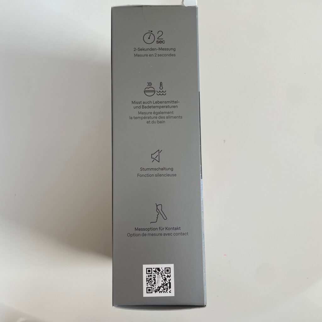 Braun Sensian 7 Stirnthermometer Karton seitlich