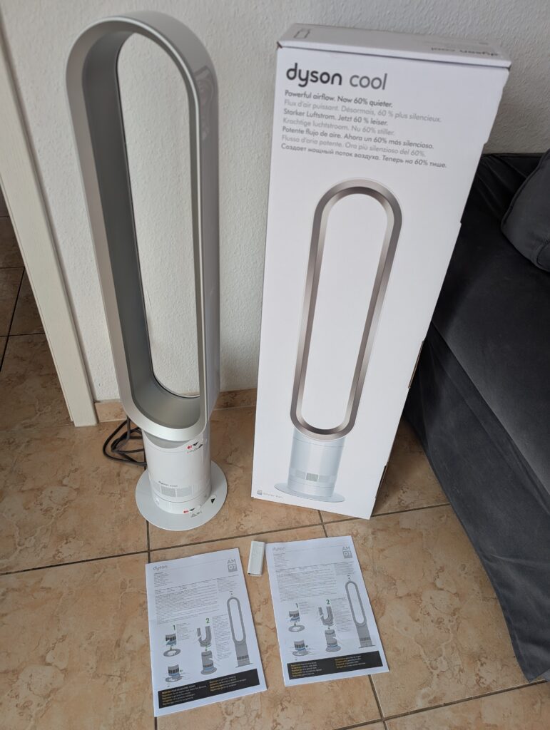 Dyson AM07 Air Multiplier Ventilator mit Verpackung