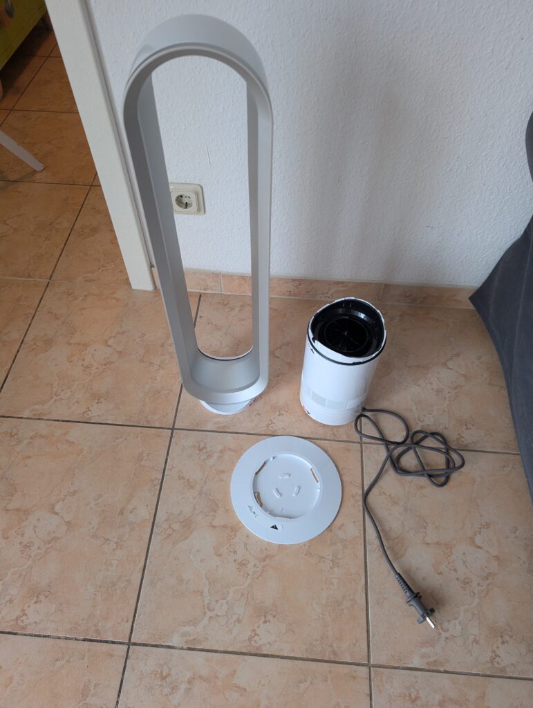 Lieferumfang des Dyson AM07 Air Multiplier Ventilators