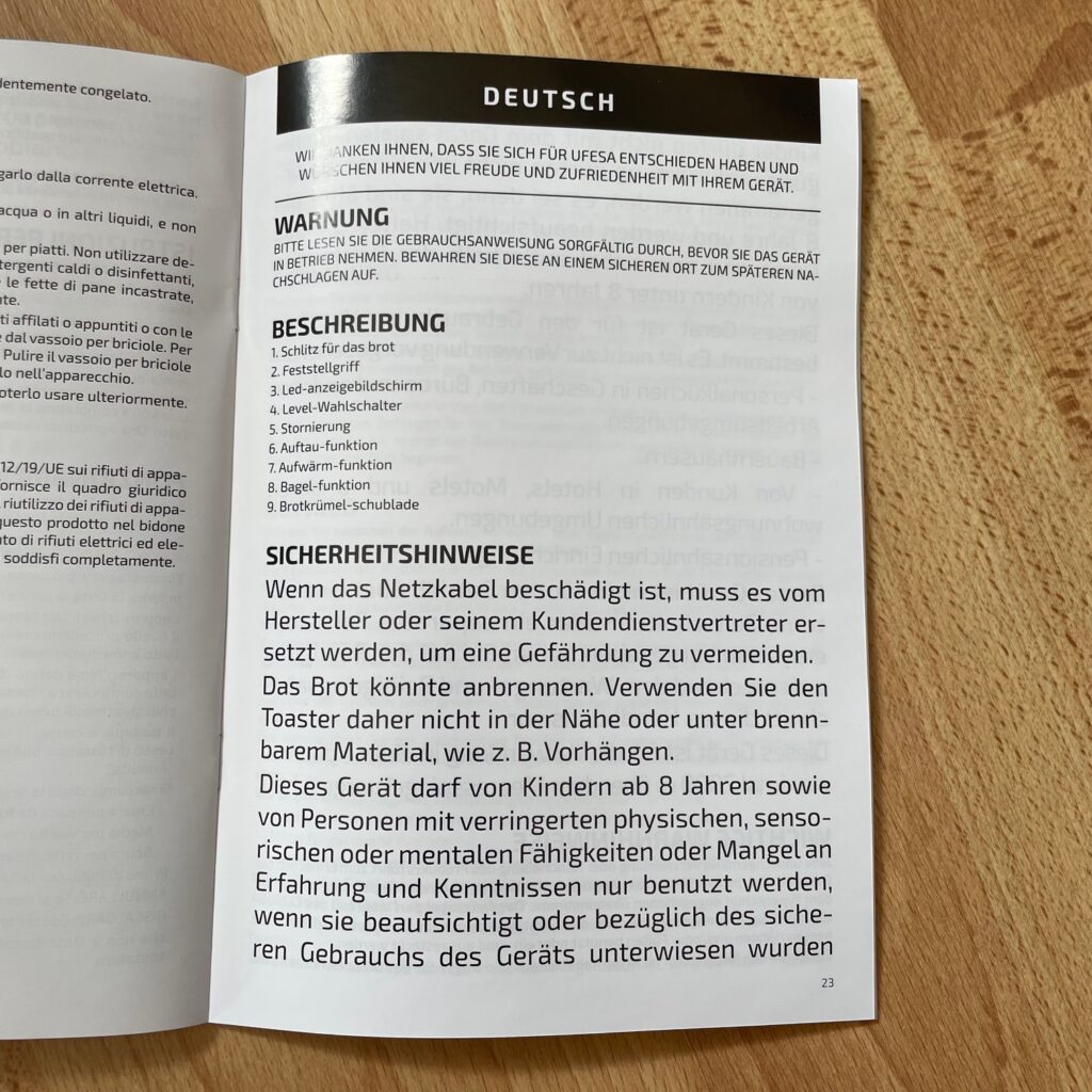 Ufesa Digital Future Toaster Anleitung
