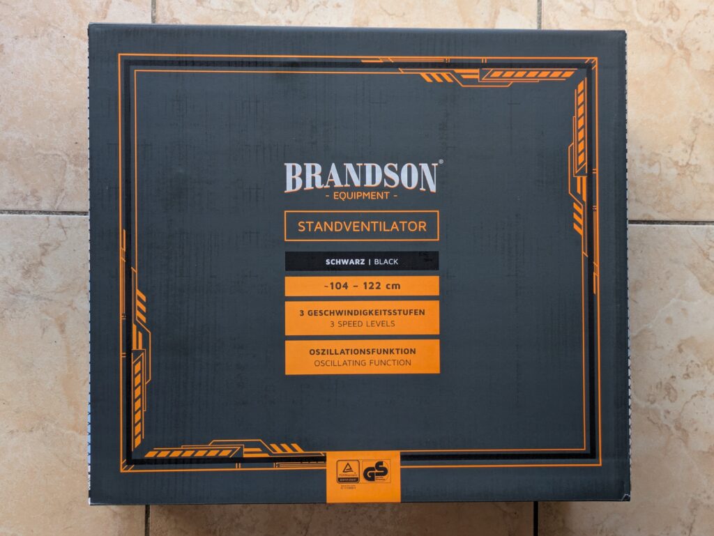 Verpackung des Brandson Ventilators