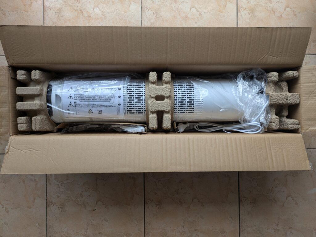 Verpackung des Levoit LTF-F362-WEU Ventilators geöffnet