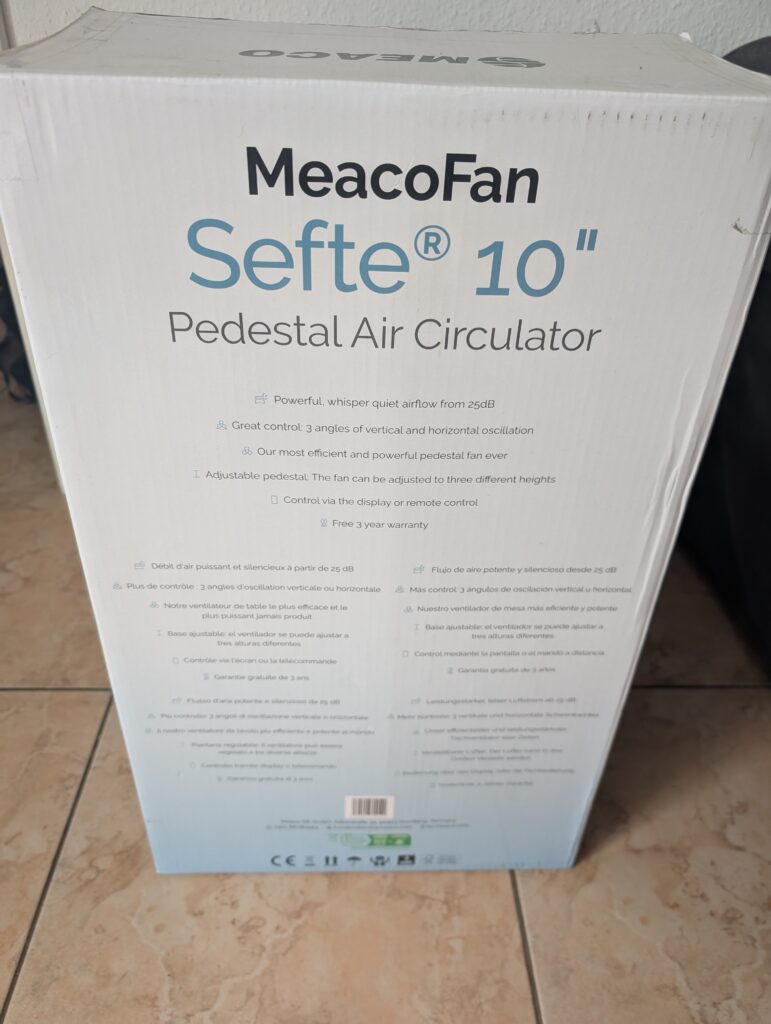 Verpackung des MeacoFan Sefte® 10 Ventilators (2)