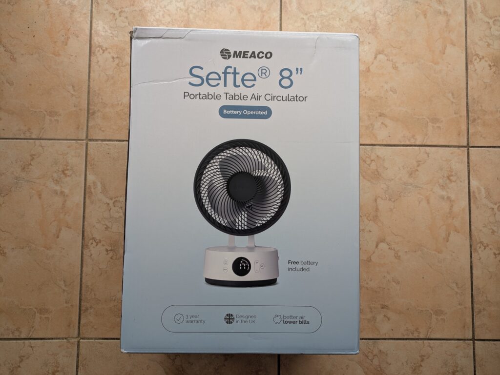 Verpackung des MeacoFan Sefte® 8 Ventilators