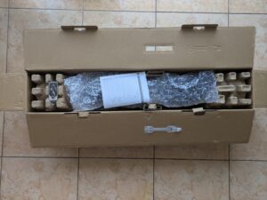 Verpackung des Rowenta VU6670 Eole Infinite Ventilator geöffnet