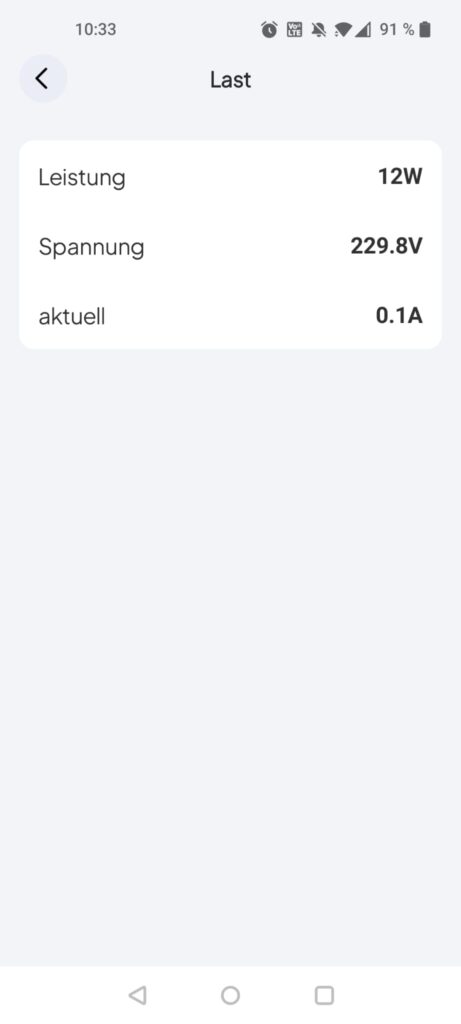 BLUETTI AC2A Powerstation App Lastenübersicht