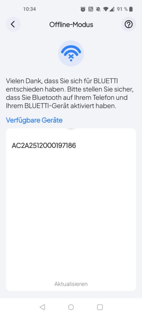 BLUETTI AC2A Powerstation App Offline-Modus