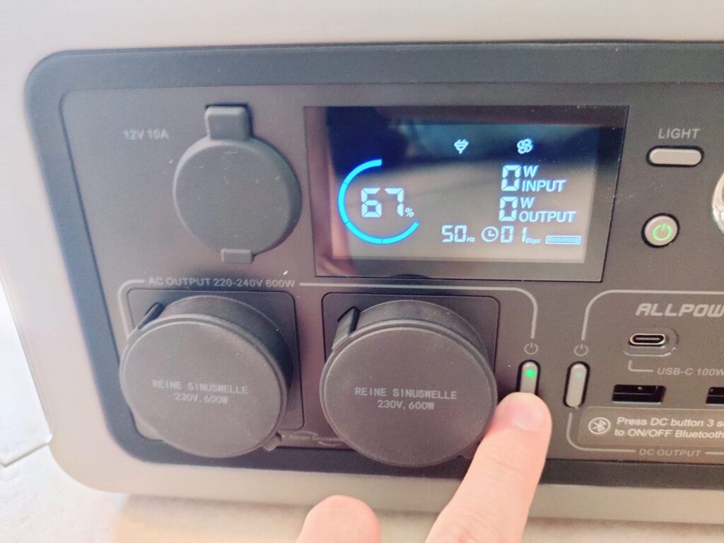 ALLPOWERS R600 Powerstation AC-Aktivierung