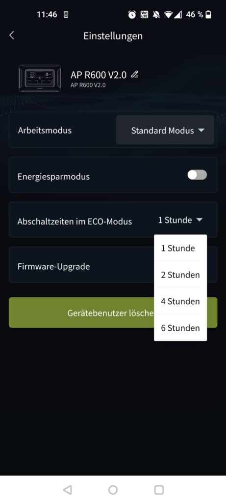 ALLPOWERS R600 Powerstation App Abschaltzeiten