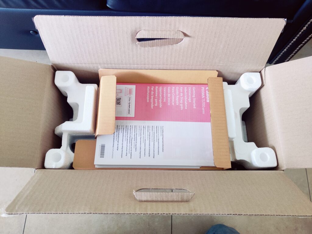 Canon PIXMA TS705a Tintenstrahldrucker Verpackung von oben