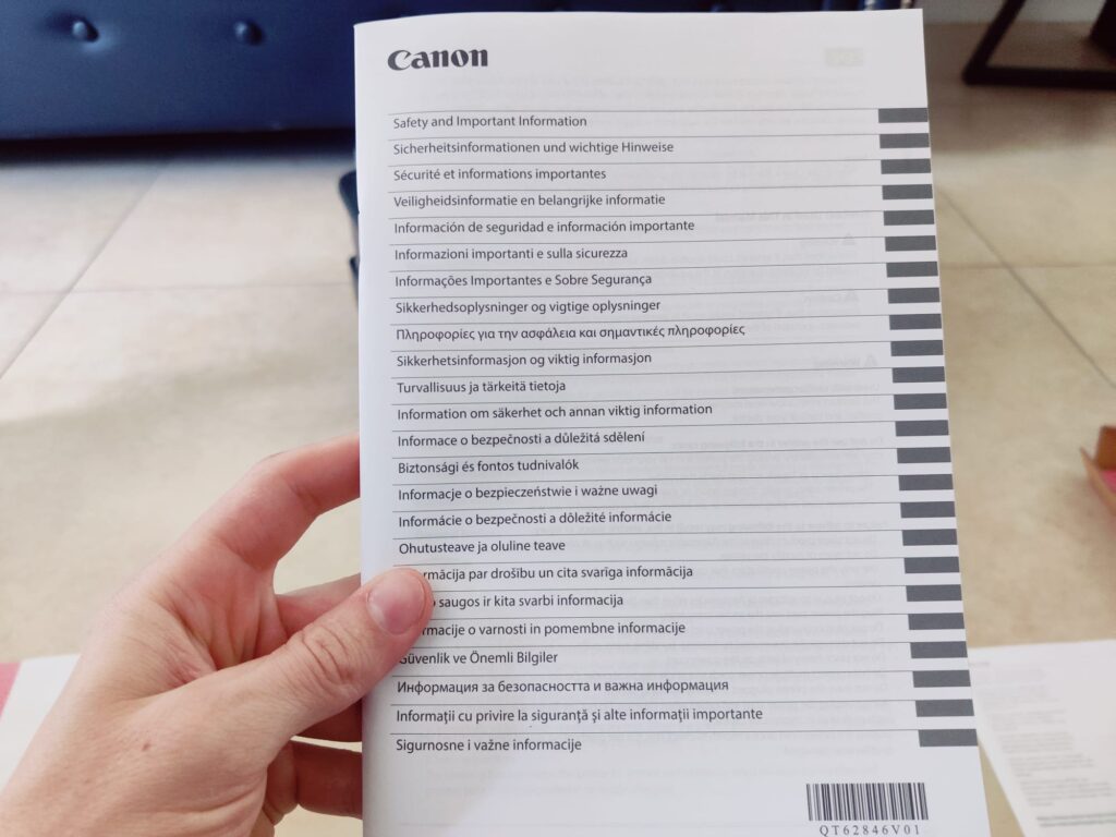 Canon PIXMA TS705a Tintenstrahldrucker Sicherheitsinformationen