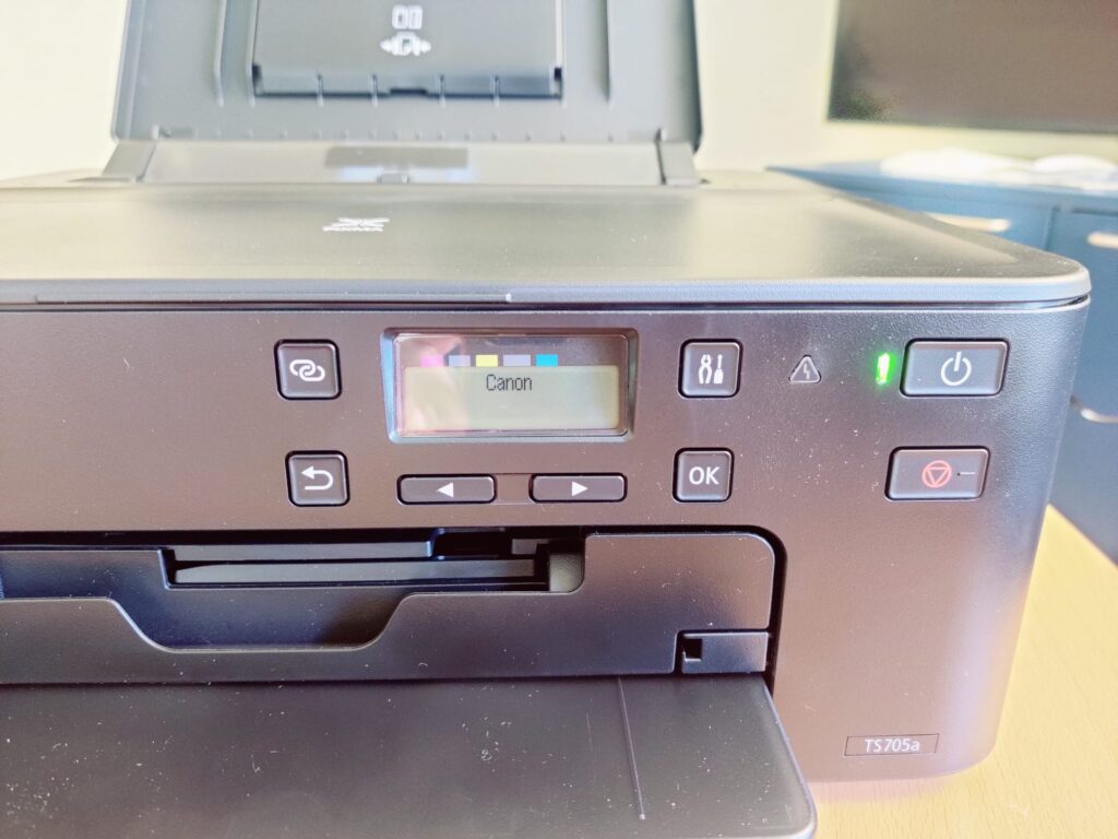 Canon PIXMA TS705a Tintenstrahldrucker Display beim Start