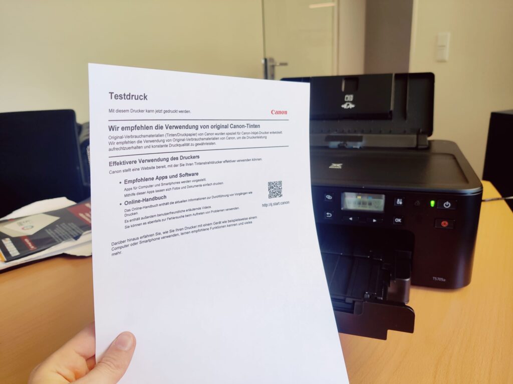 Canon PIXMA TS705a Tintenstrahldrucker Testdruck-Seite