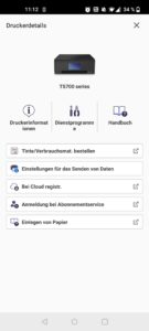 Canon PIXMA TS705a Tintenstrahldrucker App Druckerdetails