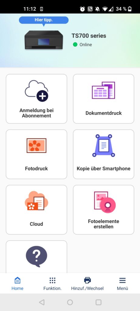 Canon PIXMA TS705a Tintenstrahldrucker App Übersicht