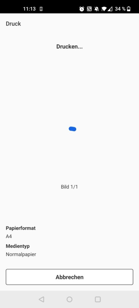 Canon PIXMA TS705a Tintenstrahldrucker App Druckvorgang