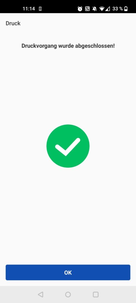 Canon PIXMA TS705a Tintenstrahldrucker App Druckvorgang Ende