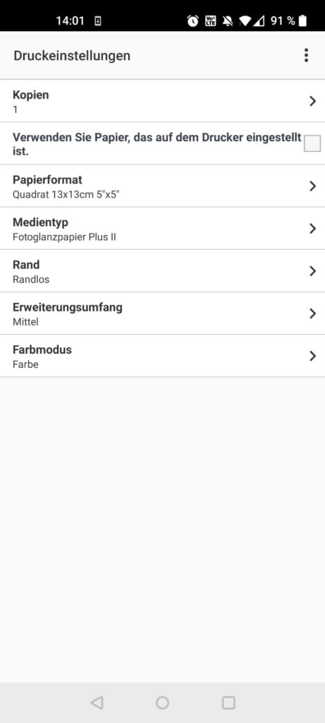 Canon PIXMA TS705a Tintenstrahldrucker App Druckeinstellungen Fotodruck