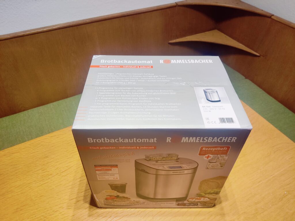 Rommelsbacher BA 550 Brotbackautomat Verpackung von oben