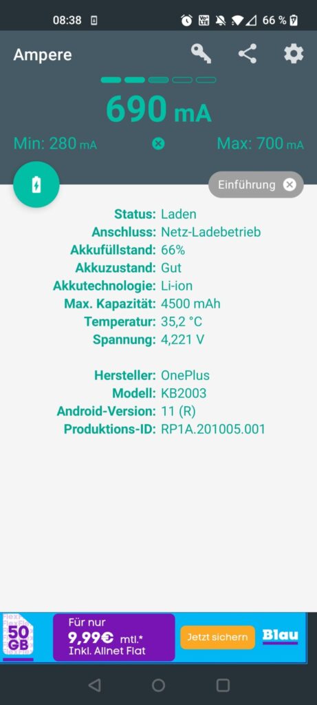 Varta 57978 Powerbank Ladestrom bei einem Gerät