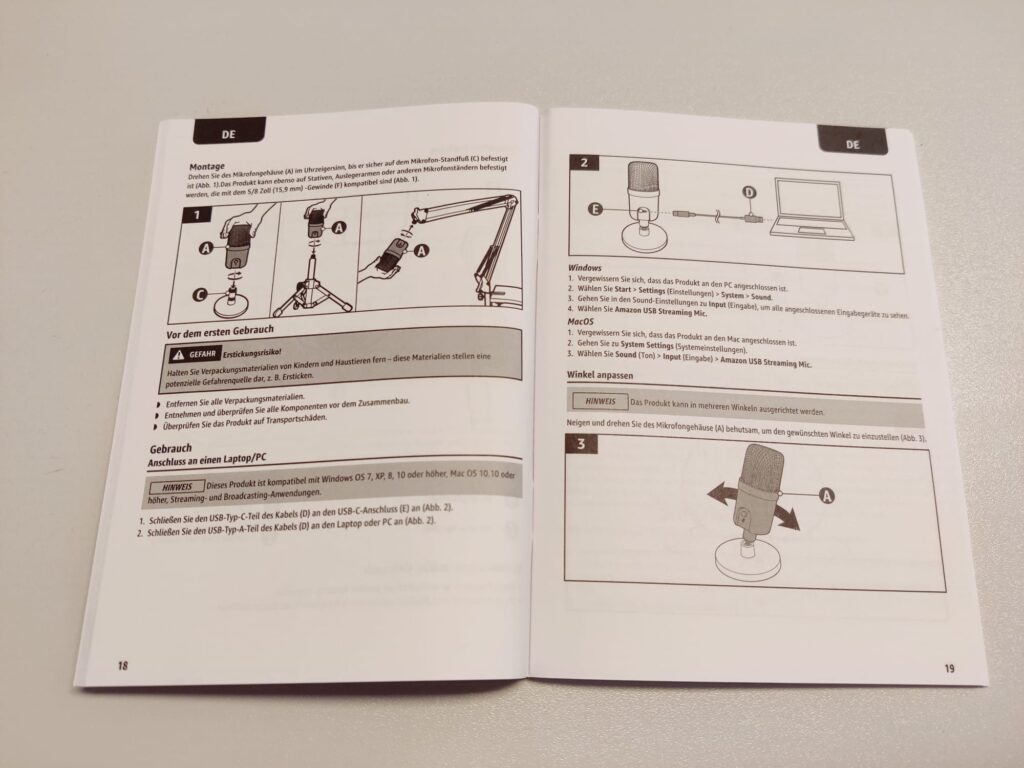 Amazon Basics AMZ-S6524A Mikrofon Bedienungsanleitung innen