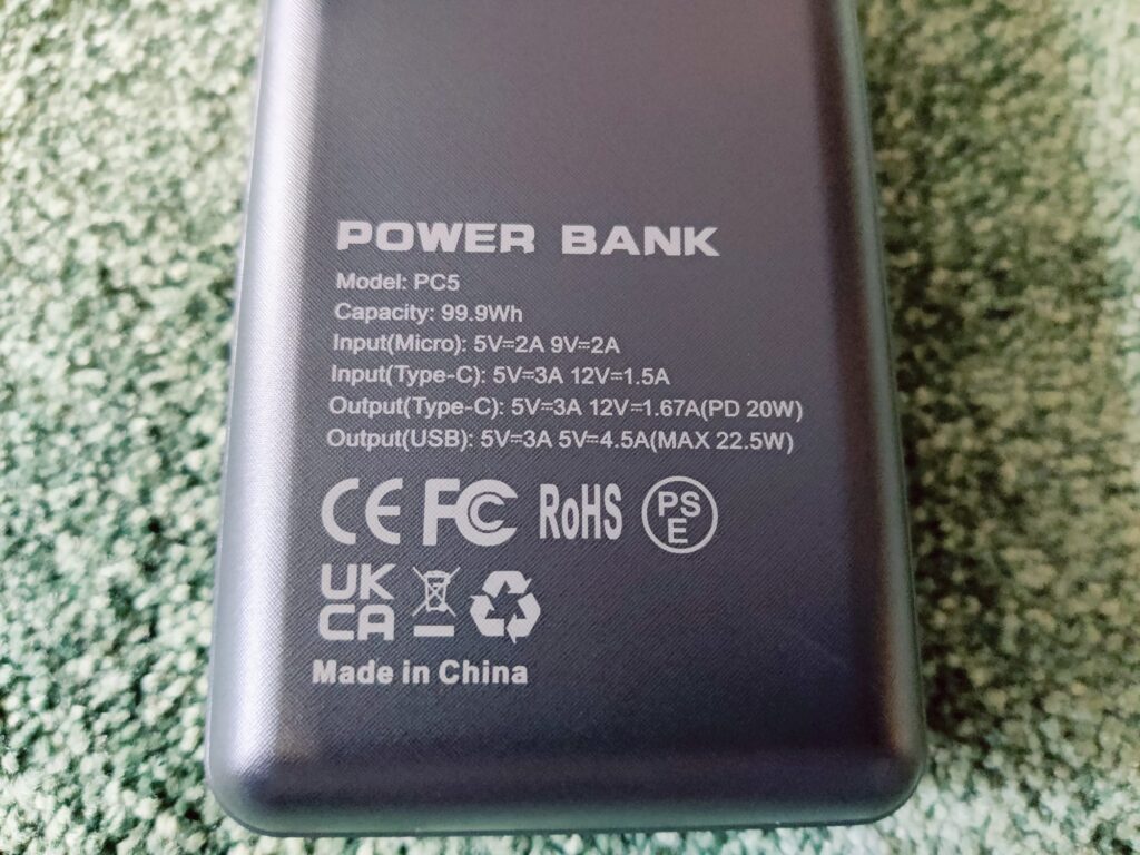 Jiga PC5 Powerbank technische Daten