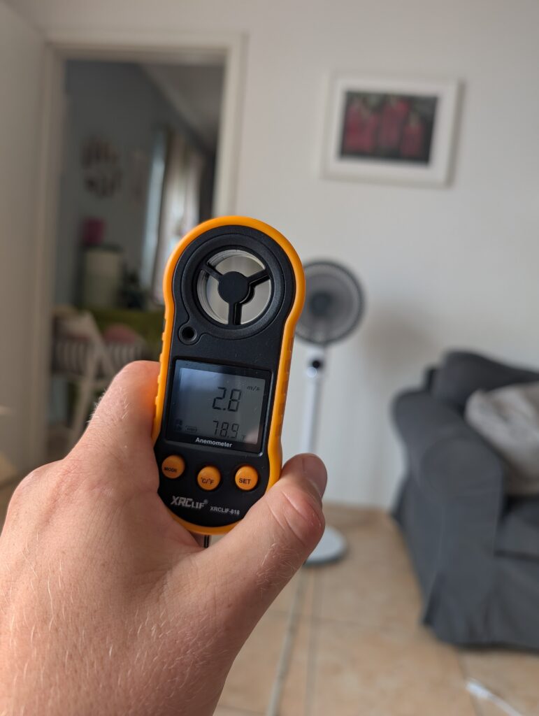 Windstärke des MeacoFan Sefte® 10 Ventilators