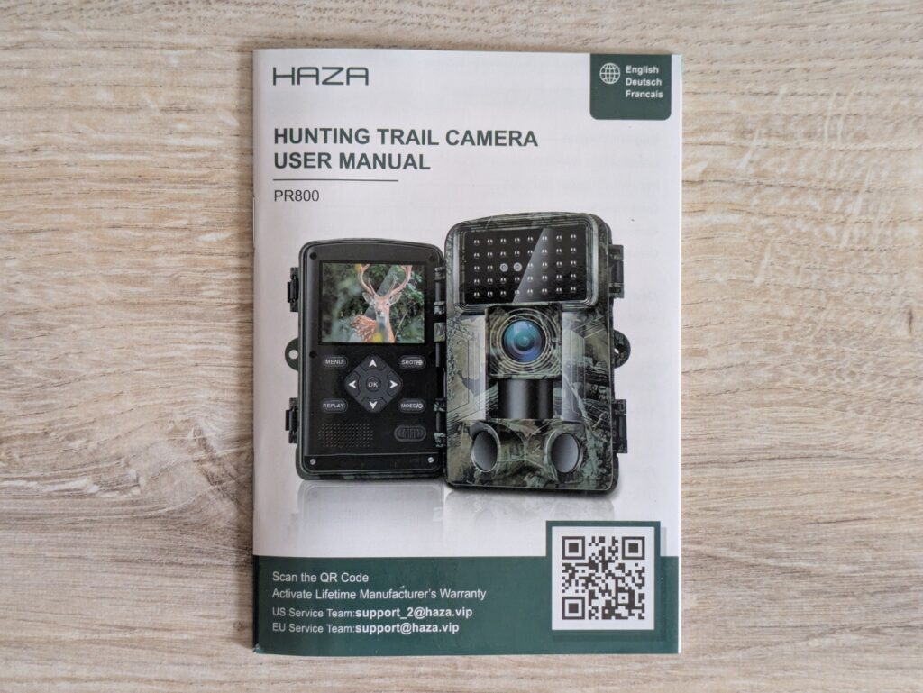 Anleitung der Haza PR800 Wildkamera