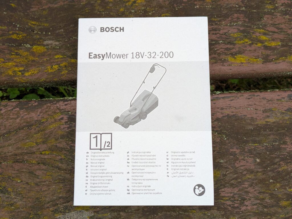 Anleitung des Bosch EasyMower 18V-32-200 Akku-Rasenmähers