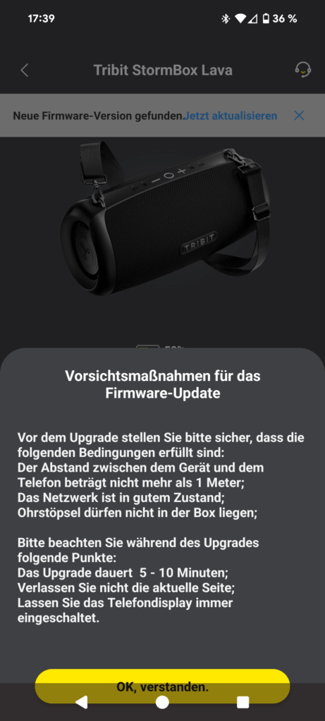 App des Tribit StormBox Lava Bluetooth-Lautsprechers (3)