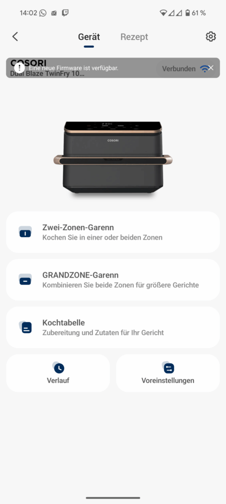 COSORI DualBlaze TwinFry Heißluftfritteuse App1