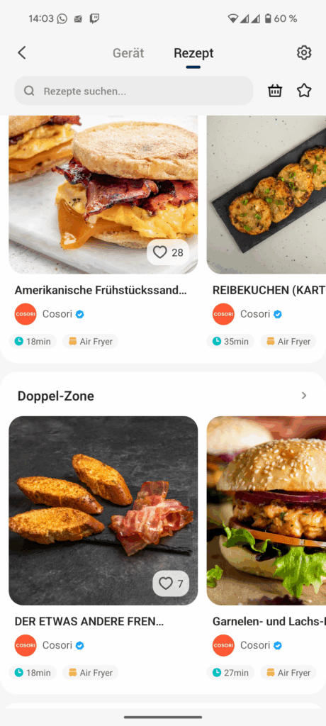 COSORI DualBlaze TwinFry Heißluftfritteuse App2