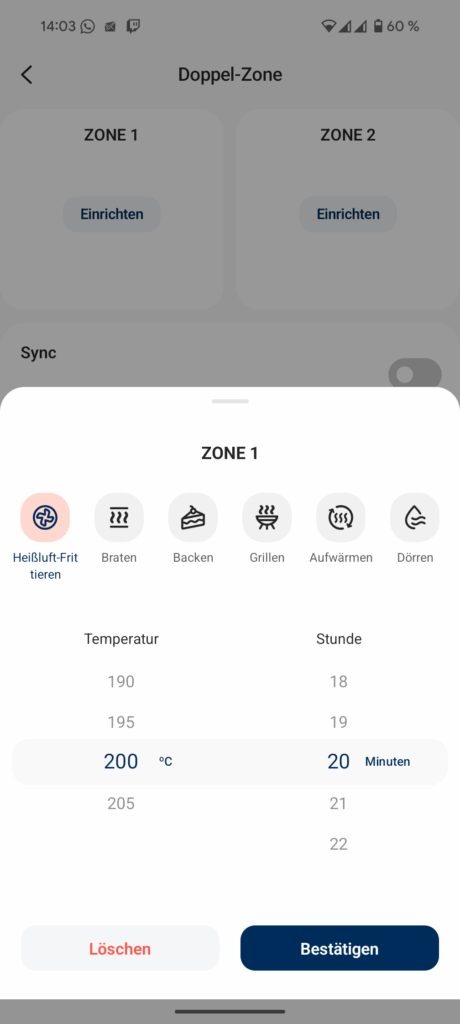 COSORI DualBlaze TwinFry Heißluftfritteuse App4