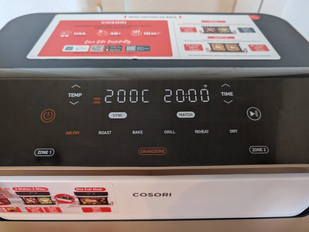 COSORI DualBlaze TwinFry Heißluftfritteuse Bedienfeld