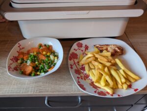 COSORI DualBlaze TwinFry Heißluftfritteuse Mahlzeit gegart