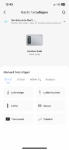 Cosori CNS-R101S Küchenwaage App-Verbindung