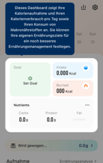 Cosori CNS-R101S Küchenwaage Dashboard